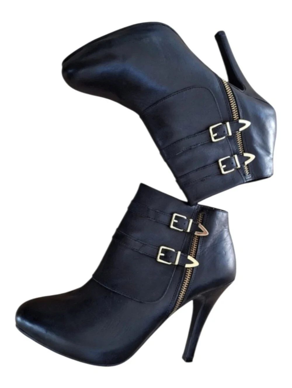 Me Too Lennon Womens Black Leather Platform Heeled Bootie Ankle Boot sz 9.5M …